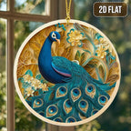3D Effect Printed Peacock Acrylic Ornament, Peacock Hanging Ornaments - Image 2
