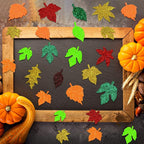 Coopay Glitter Fall Leaf Stickers Thanksgiving Christmas Adhesive Foam Maple - Image 5