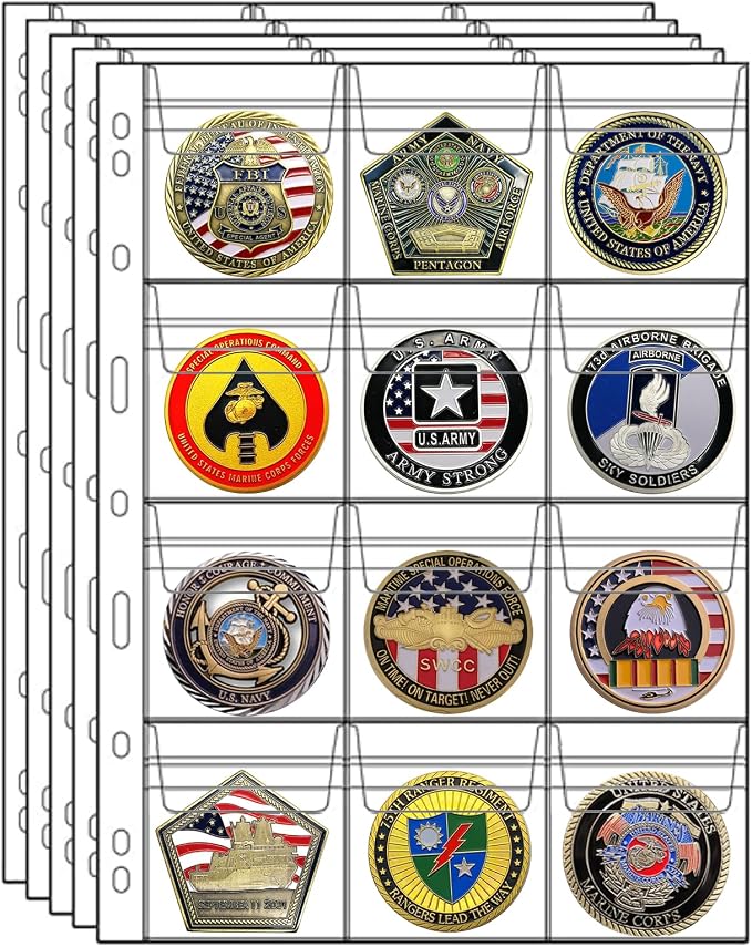 MUQING 240 Pockets Coin Collection Suppliers, 20 Sheets 12-Pocket Coin Pages by MUQING