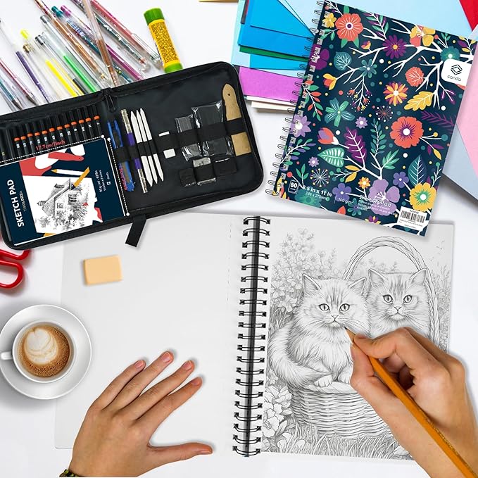 conda 8.5"x11" Sketch Book, 80 Sheets, Spiral Bound Artist Sketch Pad, Durable - Image 4