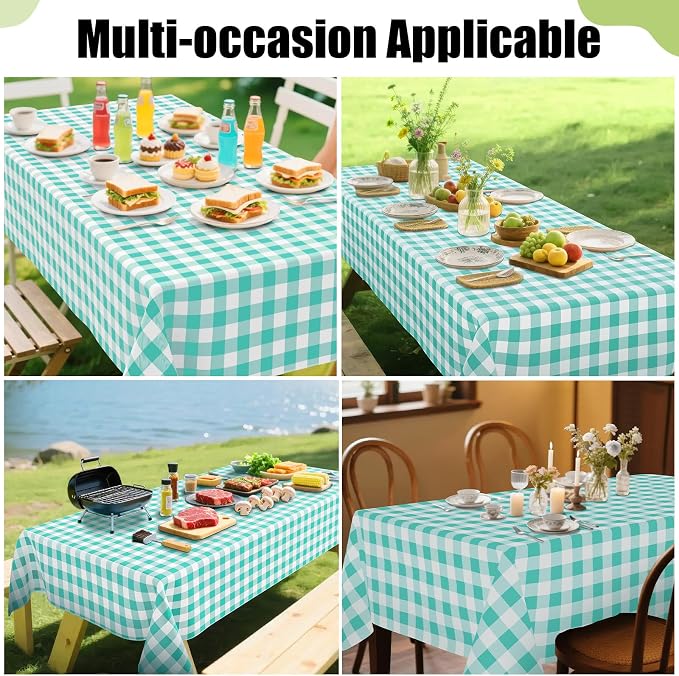 Smiry Rectangle Table Cloth, Waterproof Vinyl Tablecloth - Image 6