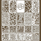 20 Pcs Abstract Texture Stencils Mixed Size Geometric Stencils by Unknown