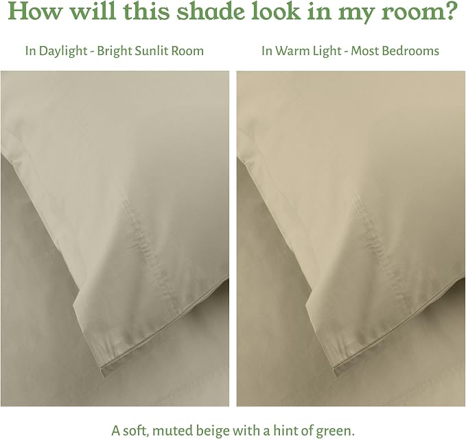 California Design Den Soft 100% Cotton Percale Sheets King Size Set - Image 5