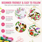Zhenqing 4 Bird Circle Cross Stitch Kit 11CT Pre-Printed Floral Bird Embroidery - Image 7