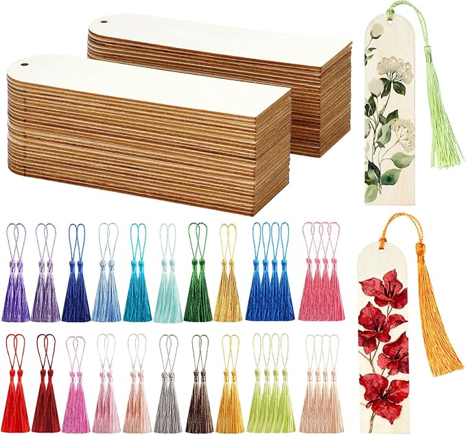 50 Pcs Wooden Bookmarks, Unfinished Wooden Bookmarks by Unknown