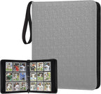 GERMUN 3 Ring 9 Pocket Zipper Card Binder, 720 Double Sided Standard PU Trading by GERMUN