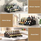 2 Set Black Wooden Tiered Riser Display Stands - Image 6