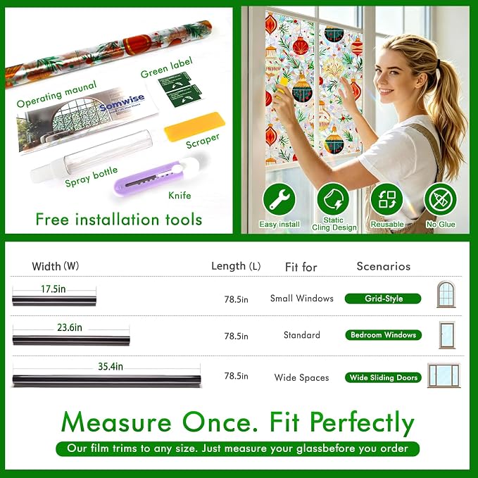 SOMWISE Rainbow Window Privacy Film, Heat Control, UV Blocking, Anti-Glare - Image 8