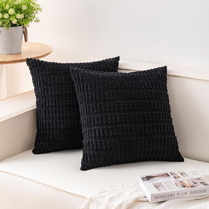 Aegero Pack of 2 Corduroy Decorative Throw Pillow Covers 22x22 Inch Soft by Unknown