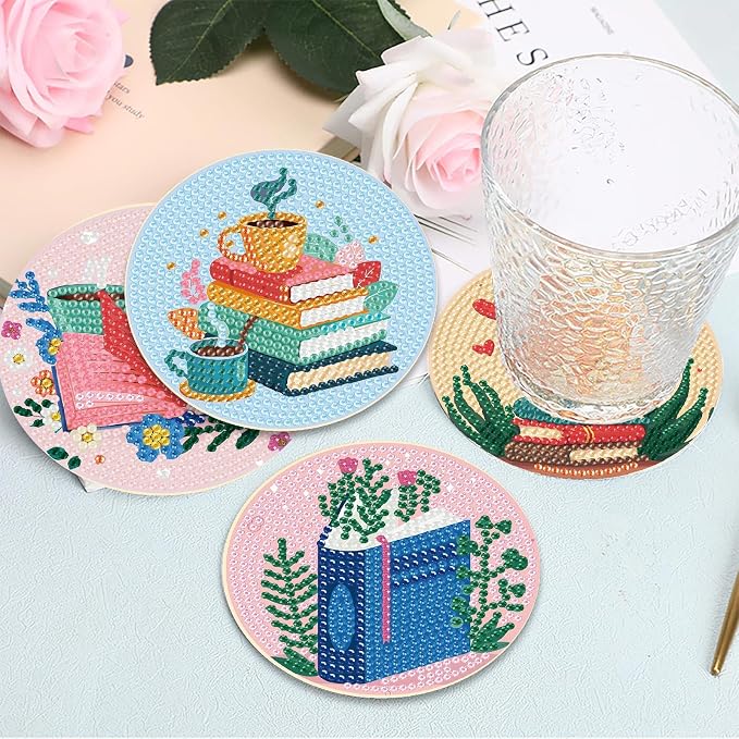 8 Pcs Book Diamond Art Coasters Kit - Image 9