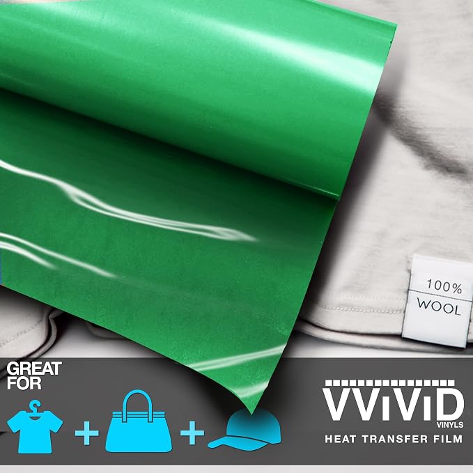 VViViD Green Heavy-Duty Iron-On Heat Transfer Vinyl Film 12 Inches x 3 Feet by VVIVIDVINYL