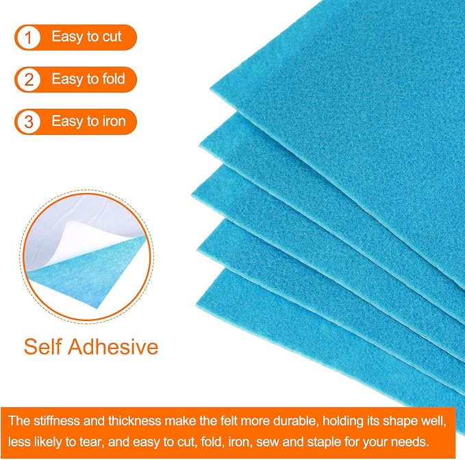 MECCANIXITY Adhesive Felt Sheets, Felt Fabric Crafts Back Adhesive Felt Sheets - Image 4