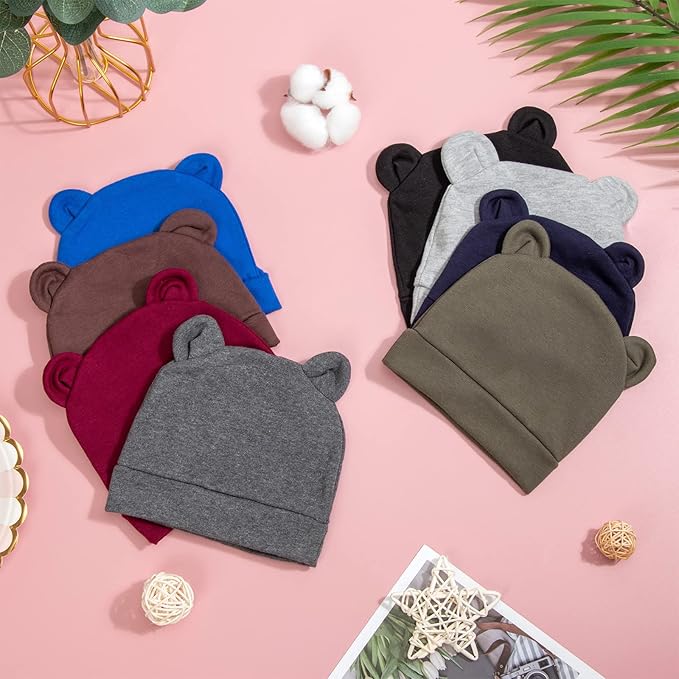 DRESHOW BQUBO 8 Pack Unisex Baby Beanie Hat Infant Toddler Kid Hats Baby Soft Cute Knit Cap Nursery Beanie
