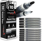 ArtShip Design 10 Black Acrylic Paint Pens, Double Pack of Both Extra Fine and by ArtShipDesign