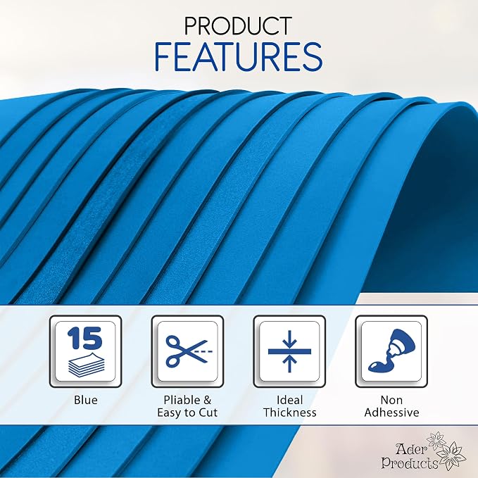Blue EVA Foam Sheets for Crafts, 9 x 12 Inch, 2mm Thickness, 15 Pack – Ideal - Image 4