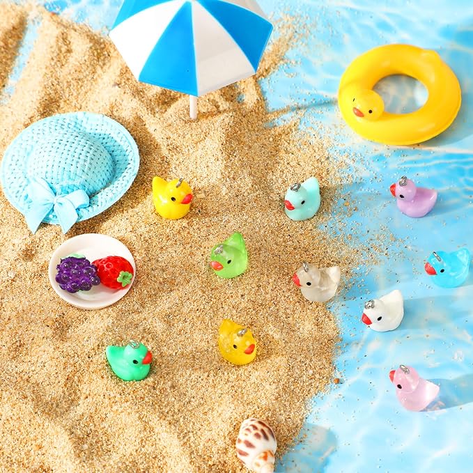 Augshy 64Pcs Mini Resin Duck Charms, Luminous Duck Beads - Image 3