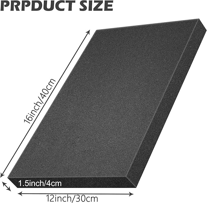 2 Pcs Black Polyurethane Foam Sheet- 16 x 12 x 1.5 Inch Cuttable Foam Inserts - Image 2