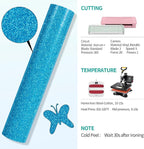 VINYL FROG Glitter HTV Vinyl 10" x5ft Heat Transfer Vinyl Roll Blue Iron on - Image 3