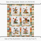 Patchwork Fabric Panel with Windmill Designs – 100% Cotton Satin, 6 Printed - Image 6