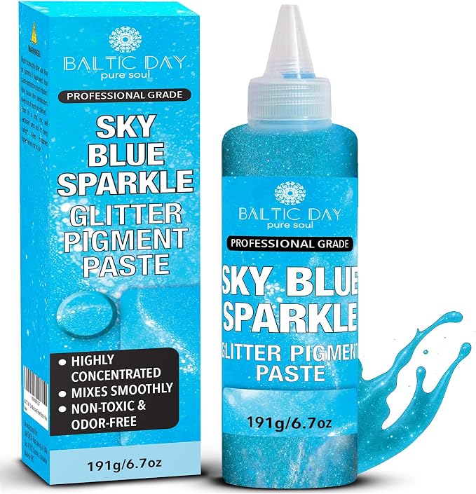 Sky Blue Sparkle Epoxy Pigment Paste XL – Ultra-Concentrated Vibrant Blue Resin by BALTICDAYpuresoul