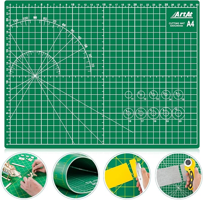 ArtAt Self Healing Cutting Mat: 9"x12" Non-Slip PVC Double Sided 5-Ply A4 Art by ArtAt