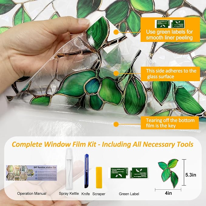 Stained Glass Window Privacy Film Decorative Rainbow Static Clings – Ideal - Image 2