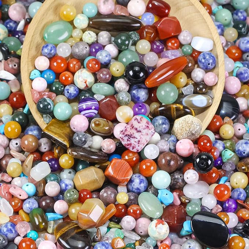 0.6lb Assorted Stone Beads for Jewelry DIY Making, Mixed Natural Chips Gemstone by TngsChryxia