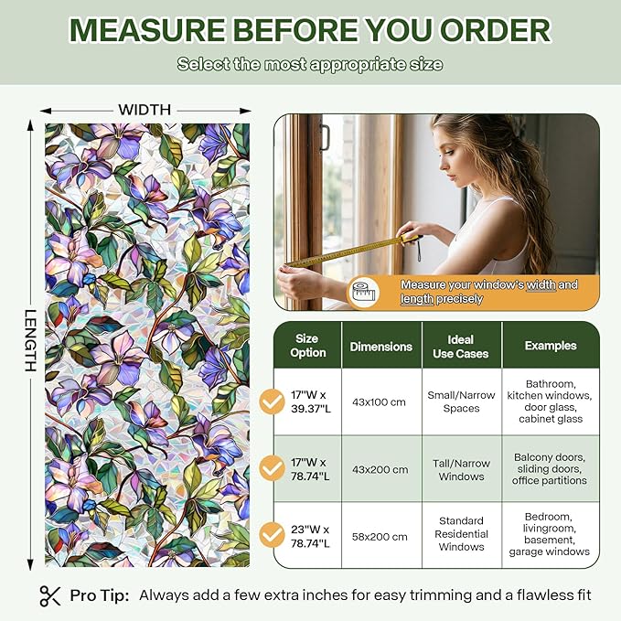 Stained Glass Window Film, Floral Window Privacy Film - Image 7