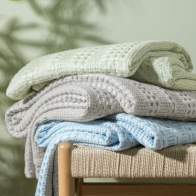 PHF Cooling Waffle Blanket King Size, Lightweight 60% Rayon from Bamboo & 40% - Image 6