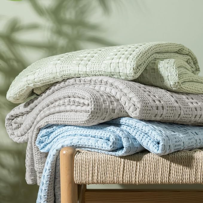 PHF Cooling Waffle Blanket King Size, Lightweight 60% Rayon from Bamboo & 40% - Image 6