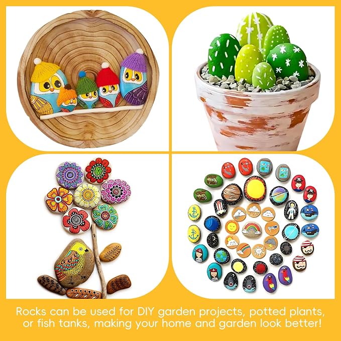 Simetufy 30 River Rocks for Painting 1.2-3.5 inch, Natural Stones, Smooth & - Image 6