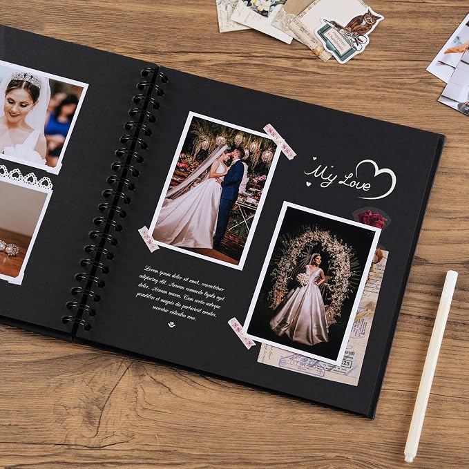 potricher 10 x 10 Inch DIY Scrapbook Album 40 Pages Hardcover Kraft Paper Scrap - Image 3
