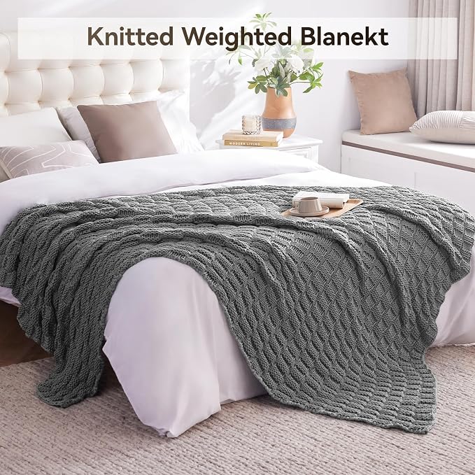 Knitted Weighted Blanket for Adult, No Beads Heavy Blanket 60” x 80'' 17lbs - Image 6