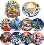 ijbnhd 8 PCS Christmas Diamond Art Coasters Kit Diamond Painting Coasters | by ijbnhd