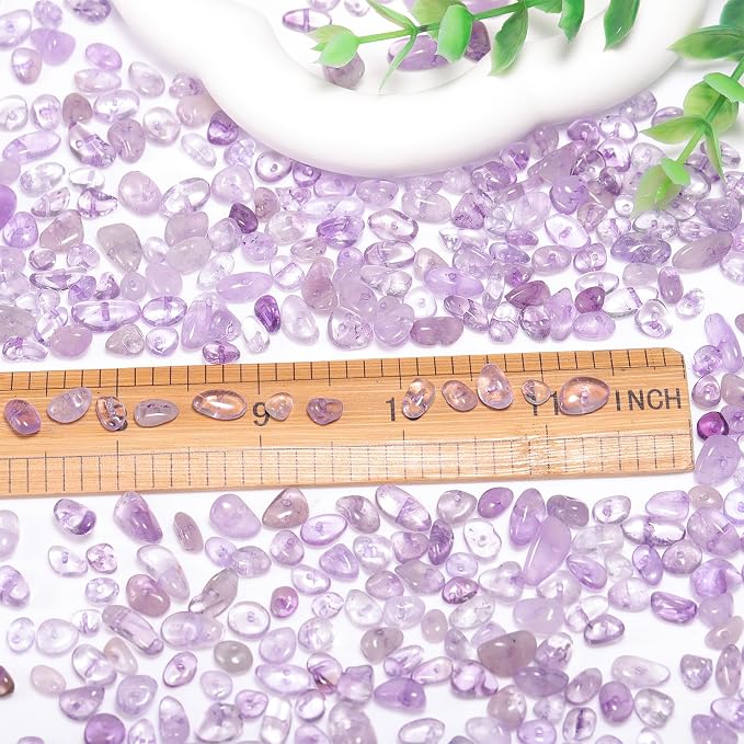 400Pcs 5-8mm Natural Lilac Amethyst Chip Stone Beads | Pre-Drilled Irregular - Image 2