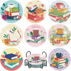 8 Pcs Book Diamond Art Coasters Kit by Fotasmua