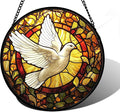 DASTOLL Stained Glass Window Hanging, Flying White Dove Sun Catchers Diamond by DASTOLL