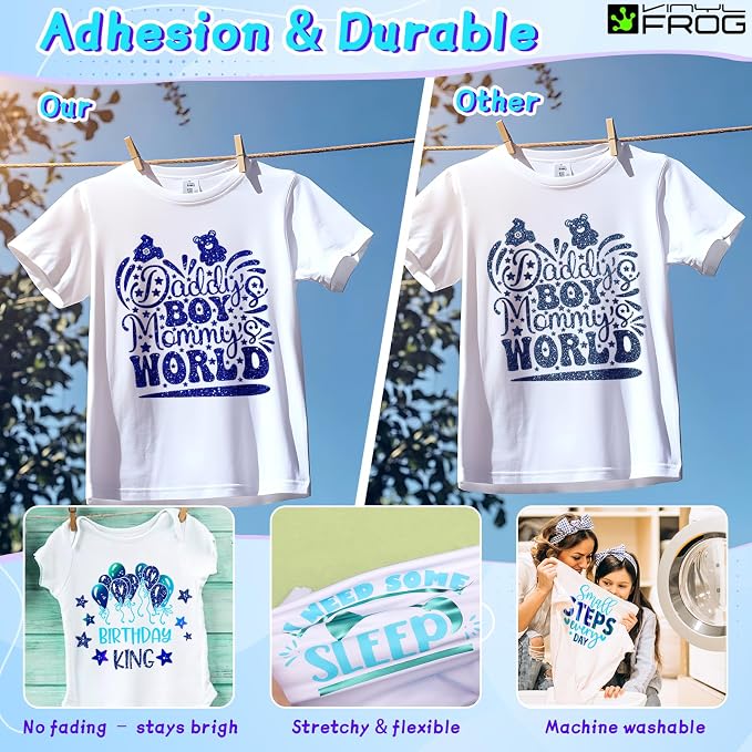 VINYL FROG Blue HTV Vinyl 10 Sheets Iron on Vinyl 12” X 10”Heat Transfer Vinyl - Image 3
