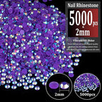 5000pcs 2mm Resin Rhinestones Bulk, Dark Purple AB Flatback Round Jelly - Image 2
