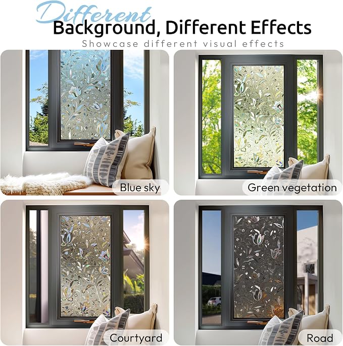 rabbitgoo Window Privacy Film, Stained Glass Cling, Sun Blocking Heat Control - Image 5