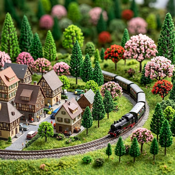 Skylety 35 Pcs Model Trees 6.3-1.2 Inch Mixed Miniature Trees Diorama Supplies - Image 4