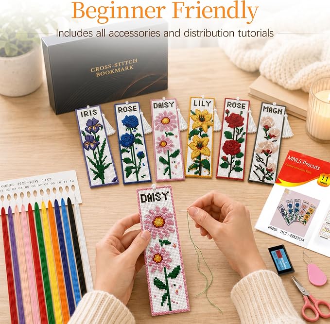 CYANFOUR 6 Pcs Cross Stitch Bookmark Kit - Image 3