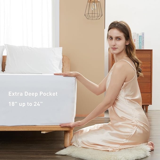 Sunflower Queen Fitted Sheet, 1-Piece Extra Deep Pocket Fitted Bottom Sheet 22" - Image 3
