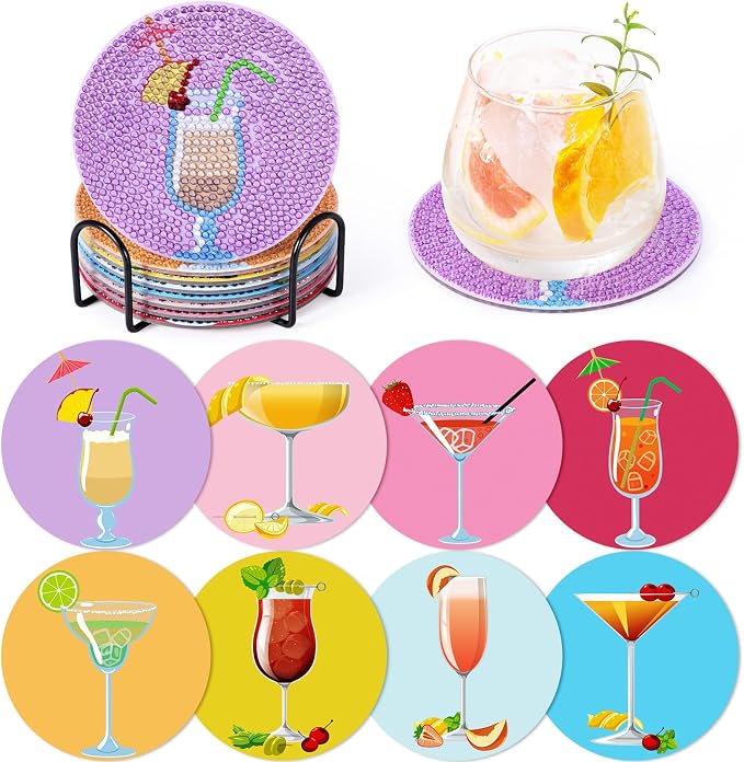 Cocktail Diamond Art Painting Coasters Kit by GOHDODD