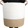 MINTWOOD Design 83L Extra Large 20x18in Decorative Woven Cotton Rope Blanket Basket with Handles, Tall Laundry Hamper for Living Room, Round Storage for Pillows, Towels, Shoes, Beige