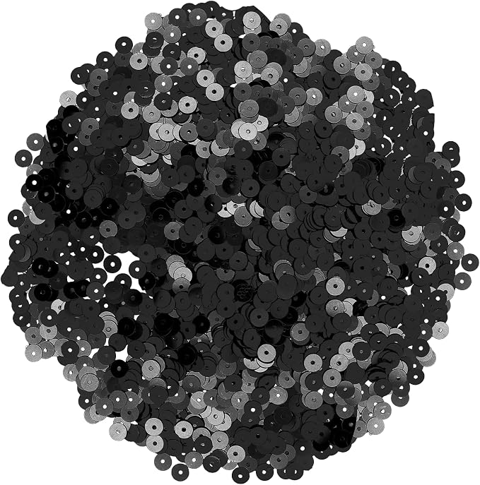 Mandala Crafts 6mm Flat Round Black Sequins - Image 2