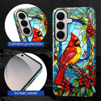 for Samsung Galaxy S26 Case, Stained Glass Cardinal Bird Pattern Glossy 2 in 1 - Image 5