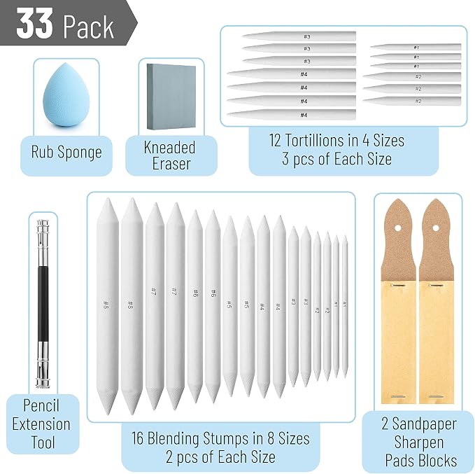 Mr. Pen- Blending Stumps for Drawing, 33 Pack | Tortillions Paper Art Blenders - Image 2