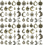 WOCRAFT 60pcs Antique Bronze Sun Moon Star Bracelet Charms by WOCRAFT