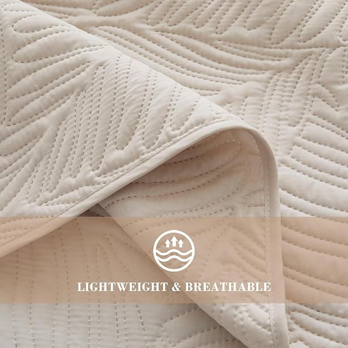 Exclusivo Mezcla Twin Quilt Bedding Set, Lightweight Brich Beige Quilts Twin - Image 5
